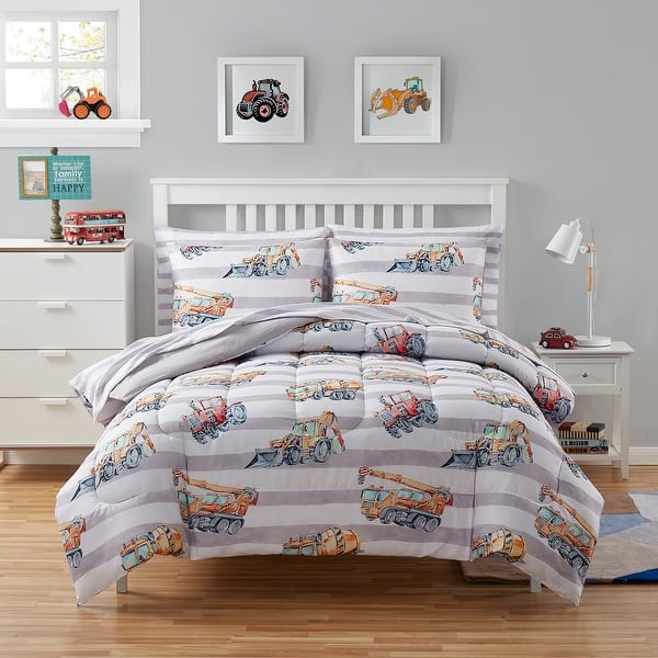 slide 2 of 5, Kids Trucks Bed in a Bag 5 Piece Comforter, Sham & Sheet Set Full