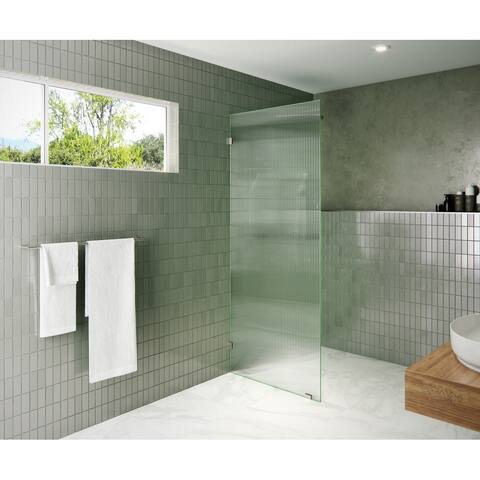 Glass Warehouse 30" x 78" Frameless Shower Door - Single Fixed Panel Fluted Frosted
