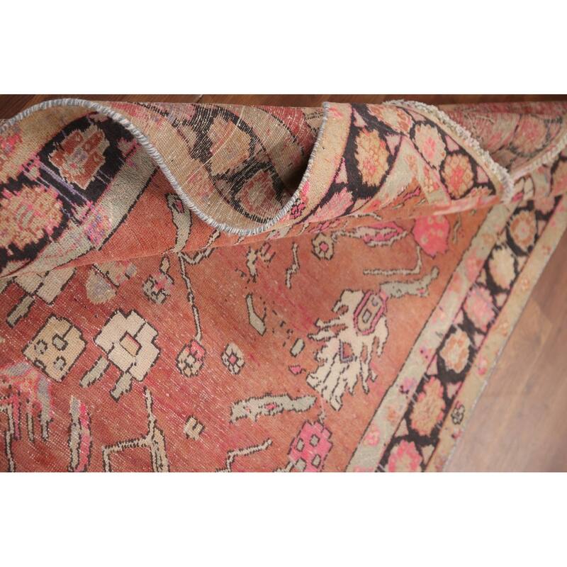 Hand Knotted Oriental 100% Wool Carpet Traditional All-Over Oranges & Rust Tabriz Runner Rug - 9' 7'' X 4' 2''