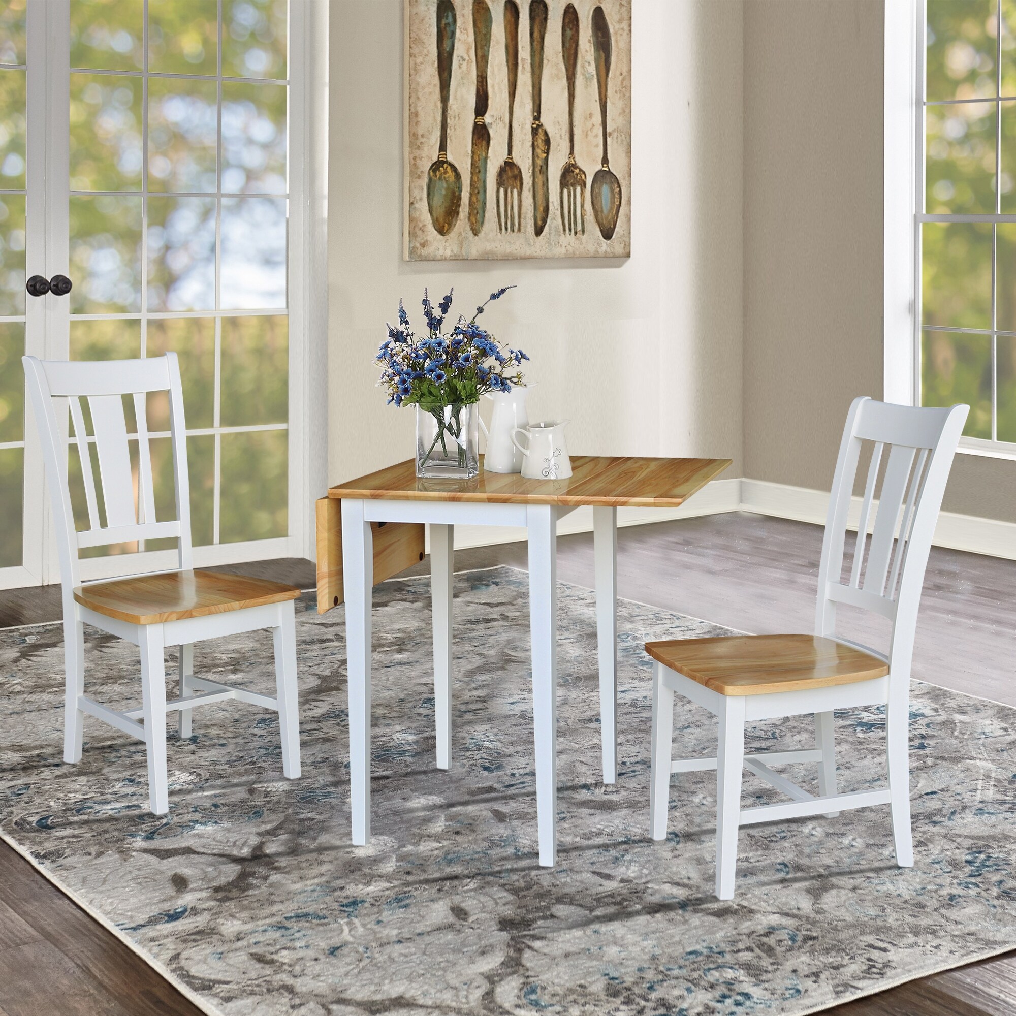 Small Dual Drop Leaf Table with 2 San Remo Chairs