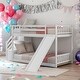preview thumbnail 2 of 11, Twin over Twin Bunk Bed with Convertible Slide and Stairway,Assembly required,No need Spring box,White