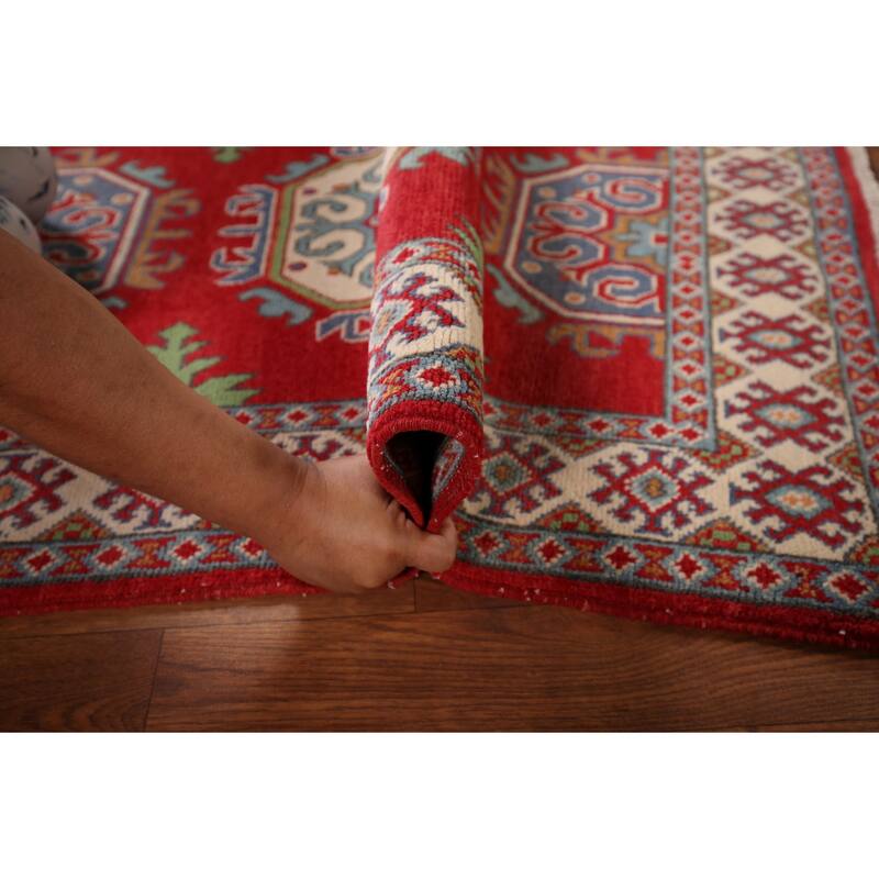 Red Kazak Accent Rug Handmade Traditional Wool Carpet - 2'7" x 4'0"