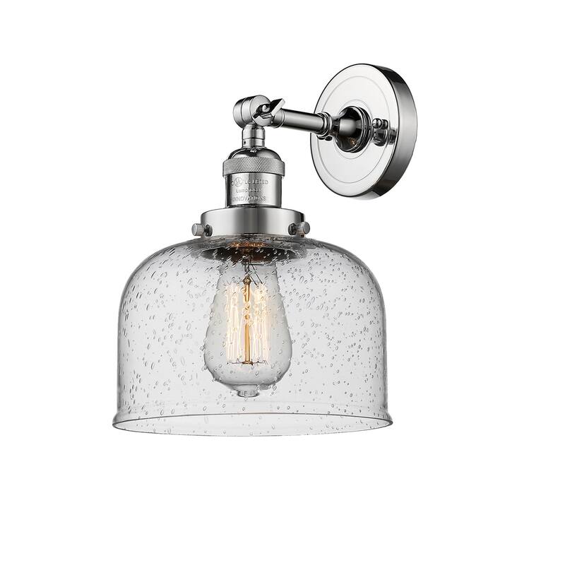 Innovations Lighting Large Bell Single Light 12" Tall Bathroom Sconce - Polished Chrome / Seedy