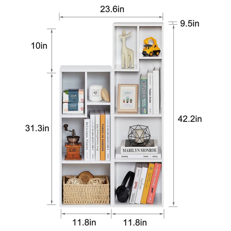 VECELO 3-Tier Bookcase and 4-Tier Bookcase set, Modern & Contemporary Wooden Bookshelf sets(set of 2)
