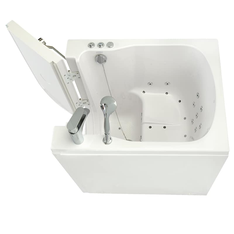Ella Front Entry 32"x40" Acrylic Hydro Massage Walk-In Bathtub with Outward Swing Door 2 Piece Fast Fill Faucet 2" Drain