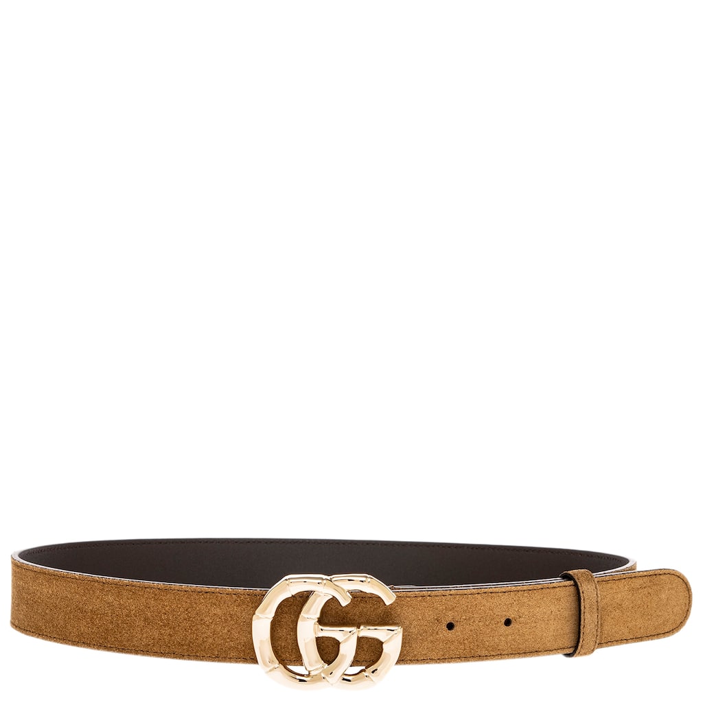Gucci Bamboo GG Marmont Suede Belt 1.1" Wide
