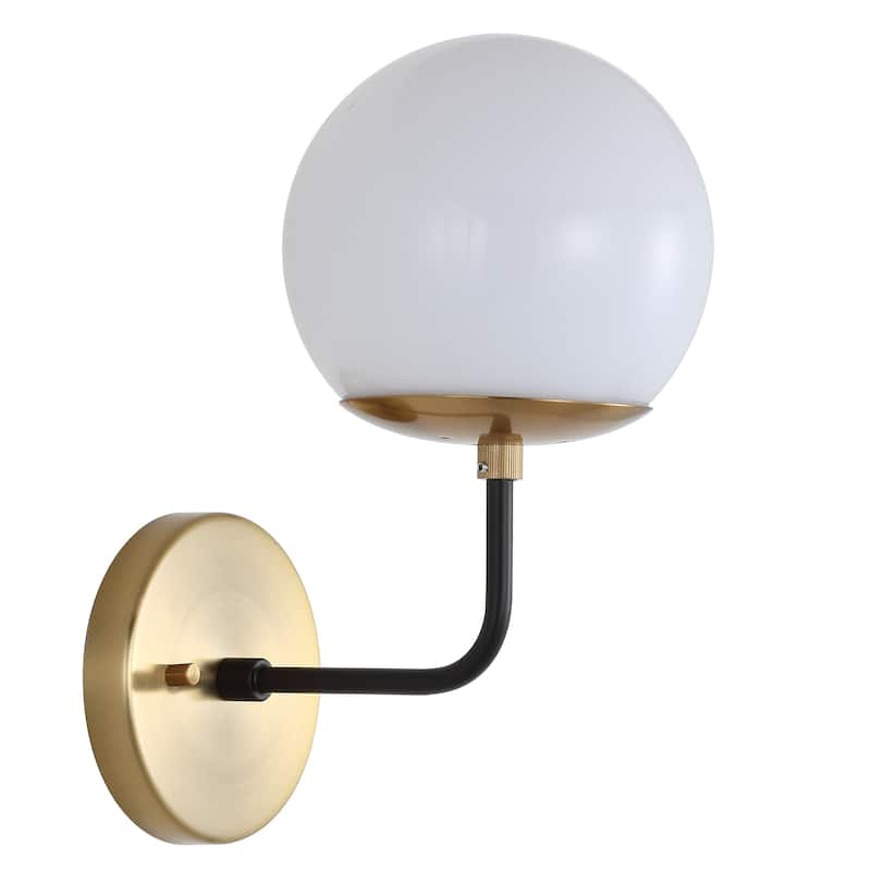 SAFAVIEH Lighting Rakel Brass Led Wall Sconce - 6"x8"x11" - Brown/White - 6Wx8Dx11H