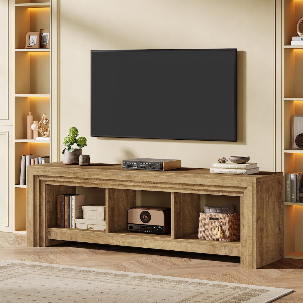63" Farmhouse Entertainment Center with Open Storage