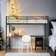 preview thumbnail 2 of 9, Full Metal Loft Bed with Desk and Metal Grid, Space-saving, Black