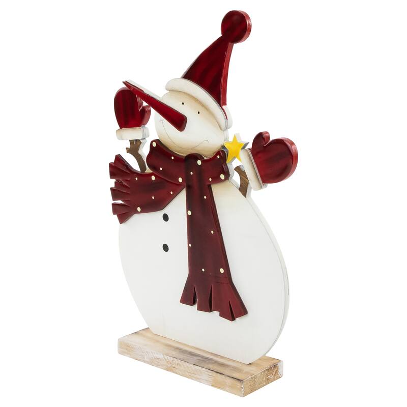 Glossy Snowman in Red Scarf and Mittens Christmas Decoration - 12"