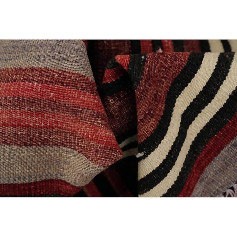 Hand Woven Oriental 100% Wool Carpet Southwestern Geometric Red Kilim Area Rug - 10' 4'' X 4' 7''