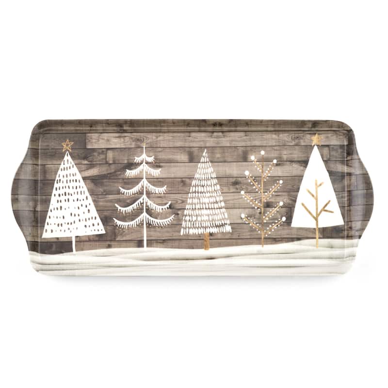 Pimpernel Wooden White Christmas Sandwich Tray - 15.1" L x 6.5" W - 1 Piece - 15.1" L x 6.5" W - Brown