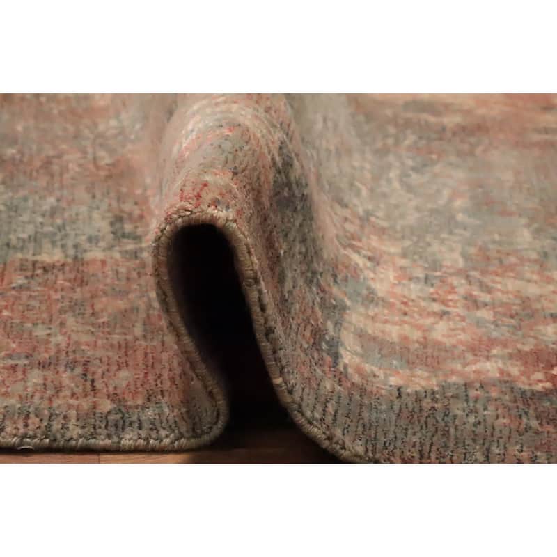 Hand Knotted Oriental Viscose Silk Carpet Modern All-Over Oranges & Rust Abstract Area Rug - 6' 7'' X 4' 10''