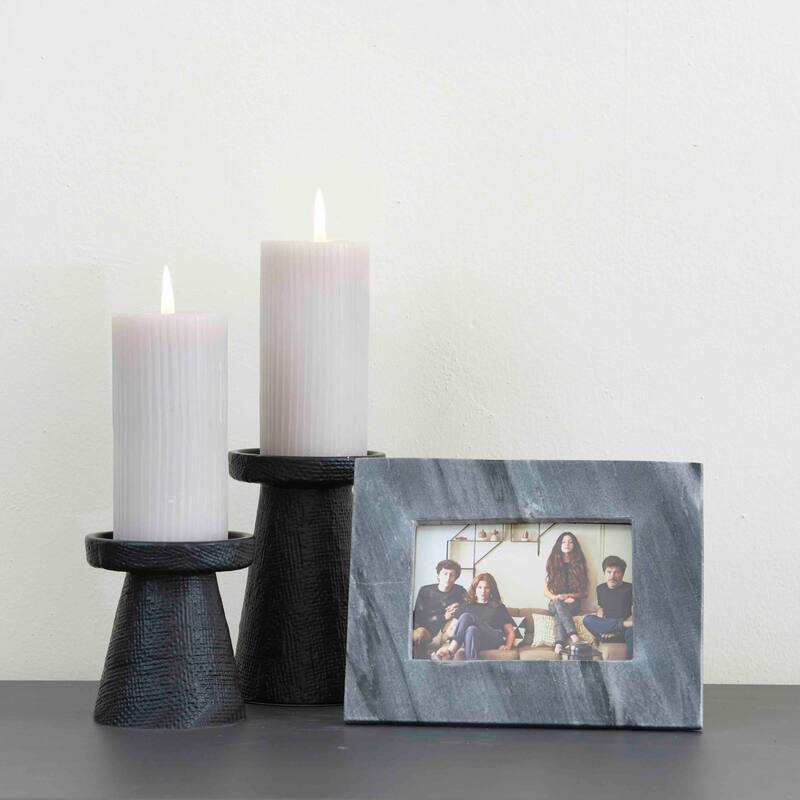 Stoneware Pillar & Taper Candle Holders, Set of 2