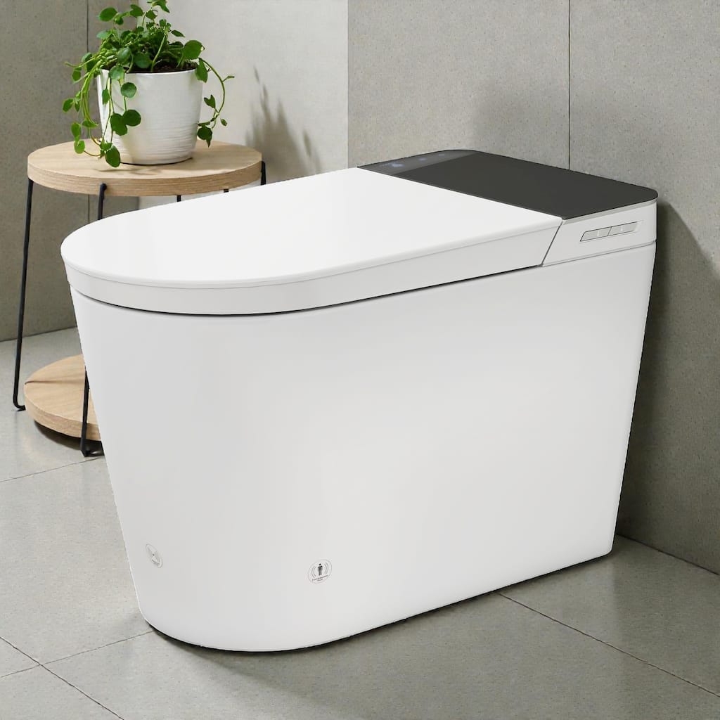 Tankless Smart Toilet with Built In Bidet. Auto Open Close. Heated Seat. Warm Water Dryer. Foot Sensor