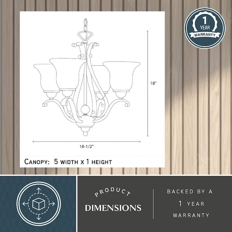 Monrovia 4 Light Brushed Nickel Mini Chandelier White Glass - 18.5-in W x 18-in H x 18.5-in D