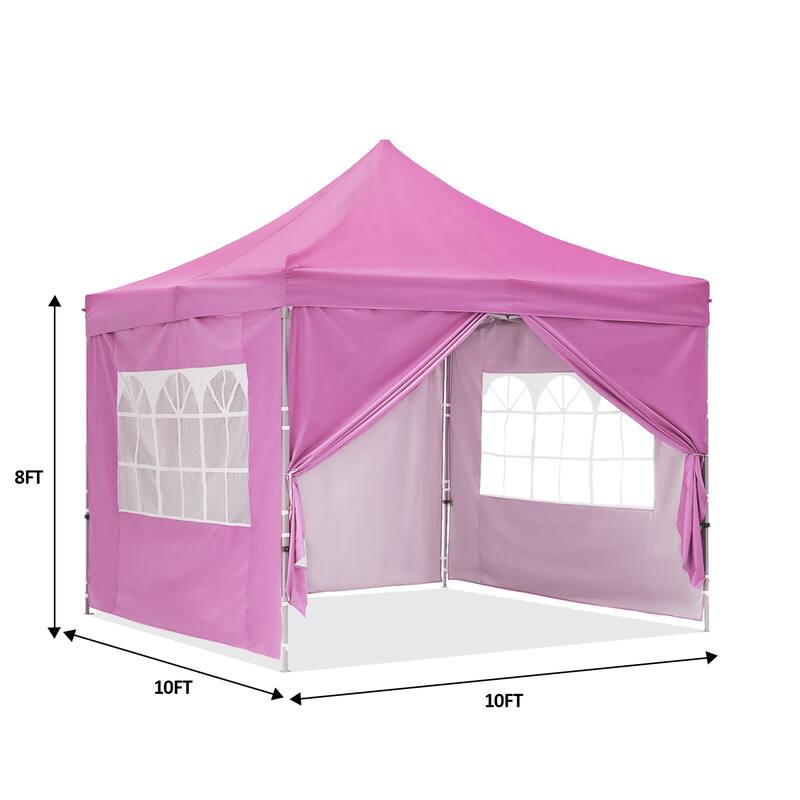 Zenova 10x10 Pop Up Canopy Tent Instant Folding Shelter With 4 Sidewalls with Free Mosquito Net - 10*10FT
