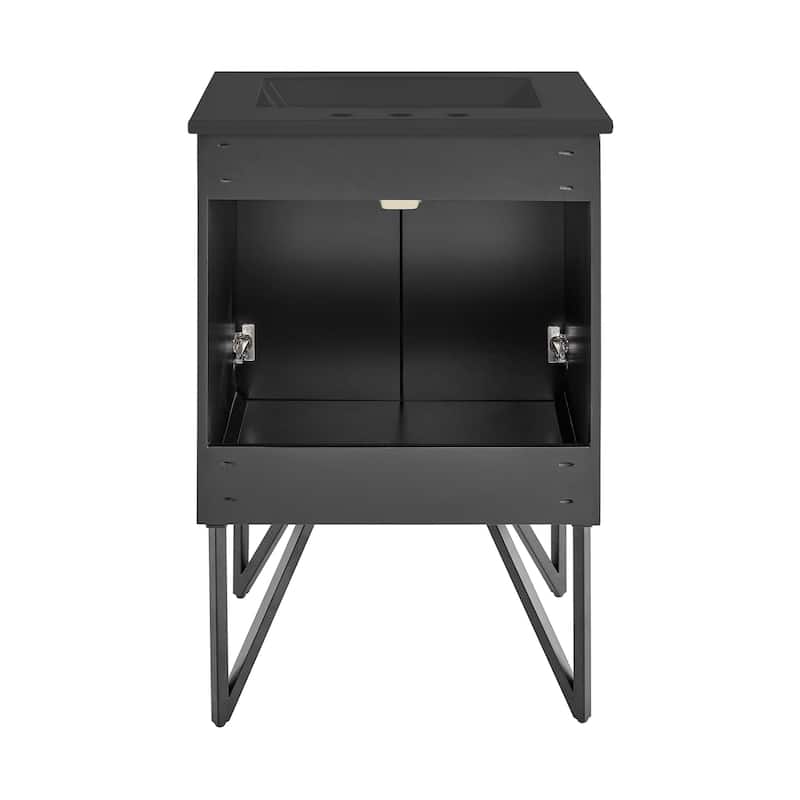 Annecy 24 In. Phantom Black Bathroom Vanity With Black, 3-Hole Ceramic Sink Top