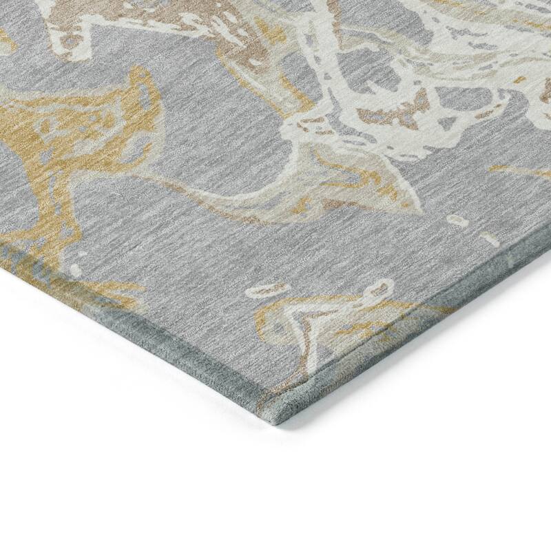 Machine Washable Indoor/ Outdoor Modern Wave Chantille Rug