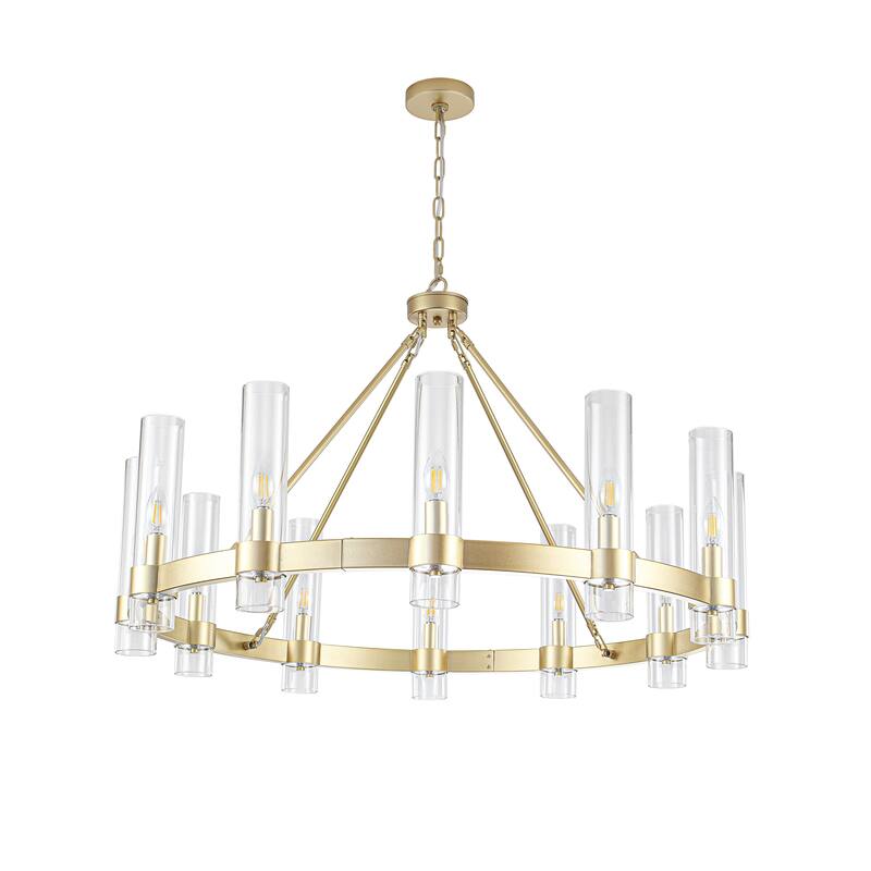 12-Light Farmhouse Wagon Wheel Chandelier