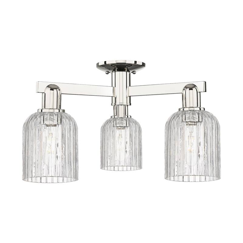 Innovations Lighting 716-3F-11-23 Bridal Veil Semi-Flush Bridal Veil 3 - Polished Nickel / Clear