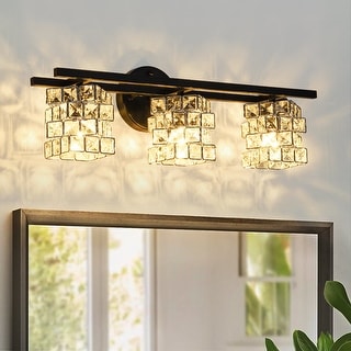 Mosaic Crystal Cube Shade Linear Bathroom Vanity Light