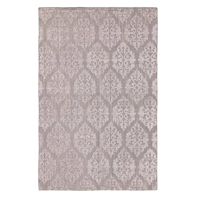 ECARPETGALLERY Hand Loomed Elysian Dark Grey Viscose, Wool Rug - 4'11 x 7'9