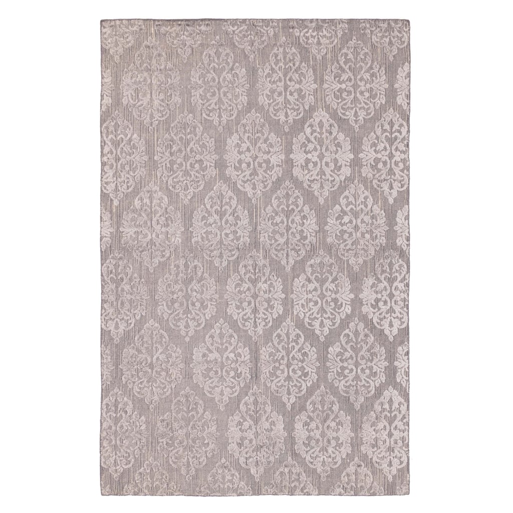 ECARPETGALLERY Hand Loomed Elysian Dark Grey Viscose, Wool Rug - 4'11 x 7'9