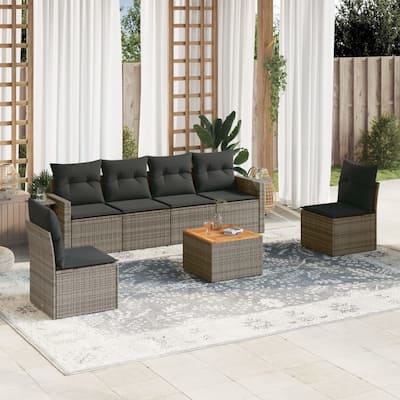 vidaXL Garden Sofa Set PE rattan 7-seater Foldable - 21.7 x 21.7 x 14.6 in (W x L x H)