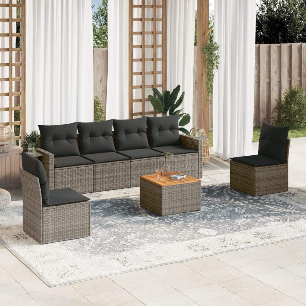 vidaXL Garden Sofa Set PE rattan 7-seater Foldable - 21.7 x 21.7 x 14.6 in (W x L x H)