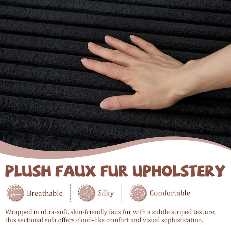 Upholstered L-Shaped Full Foam Sectional Sofa Couch Chaise with Pillows, No Assembly Required