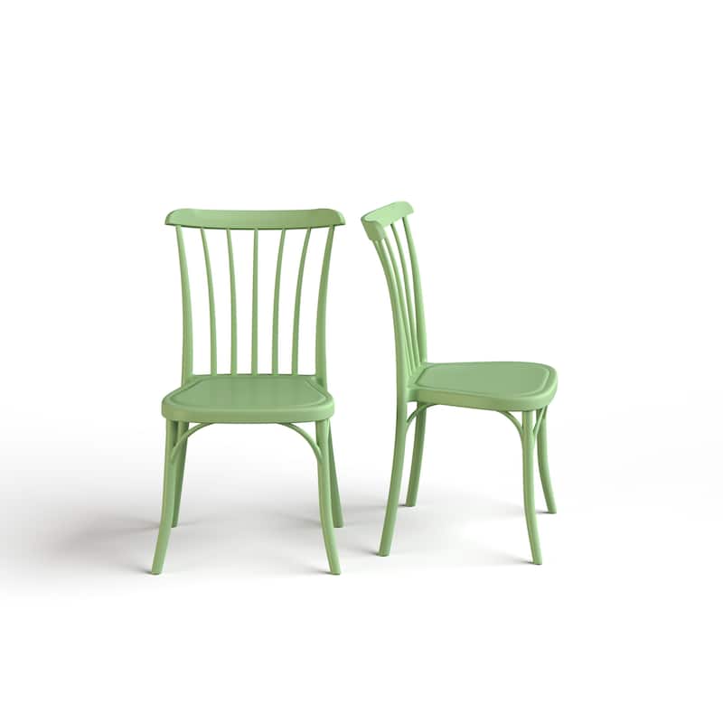 Tiras Plastic Resin Outdoor Dining Side Chairs (Set of 2)