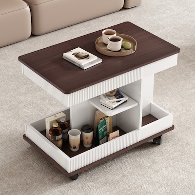 Modern Multifunctional Sofa Side Table with Lift-Top