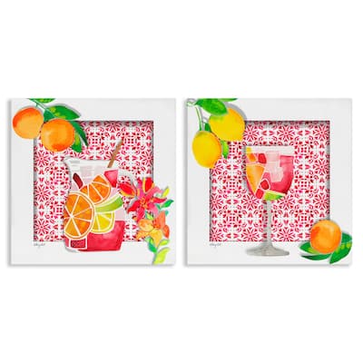 Stupell Sangria Pitcher & Glass Canvas Wall Art Design By Hillary Holt (Set of 2)