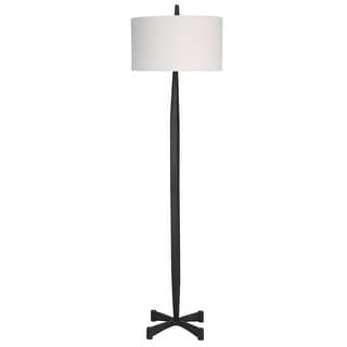 Tapered Base Table Lamp Floor Lamp with drum Shade - 67.25" - Black