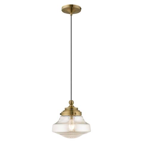 Livex Lighting Art Glass 1-light Schoolhouse Mini Pendant - 9"Dia. x 11"-90"Adj. H