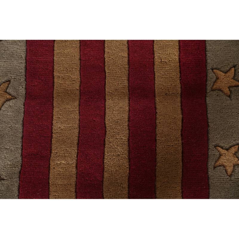 Checkered Gabbeh Oriental Area Rug Hand-Tufted Wool Carpet - 5'0" x 8'0"