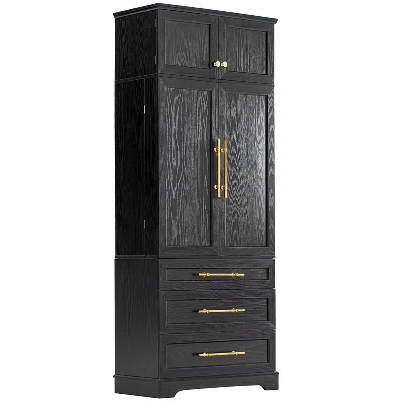 Farmhouse 78.2" Kitchen Pantry Cabinet with 4 Doors, 3 Adjustable Shelves and 3 Drawers