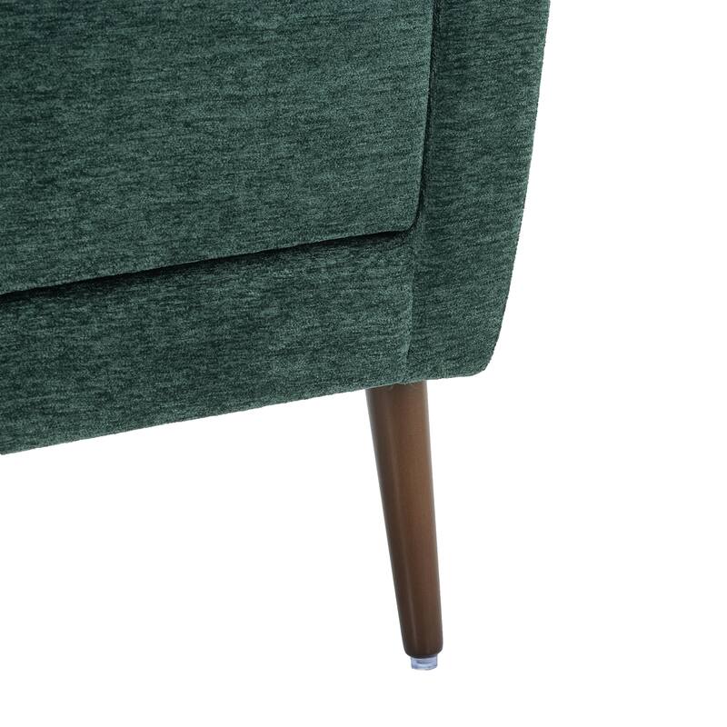 Blackish Green Modern 24.21" Upholstered Button Tufted Arm Chair with Wood Legs for Living Room