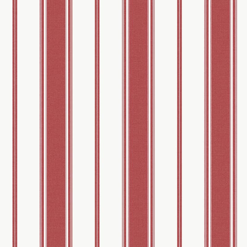 Galerie Wallcoverings Smart Stripes 3 Heritage Stripe Vinyl on Non-woven Matte Wallpaper Roll - 33 feet long x 21 inches wide - Red/White