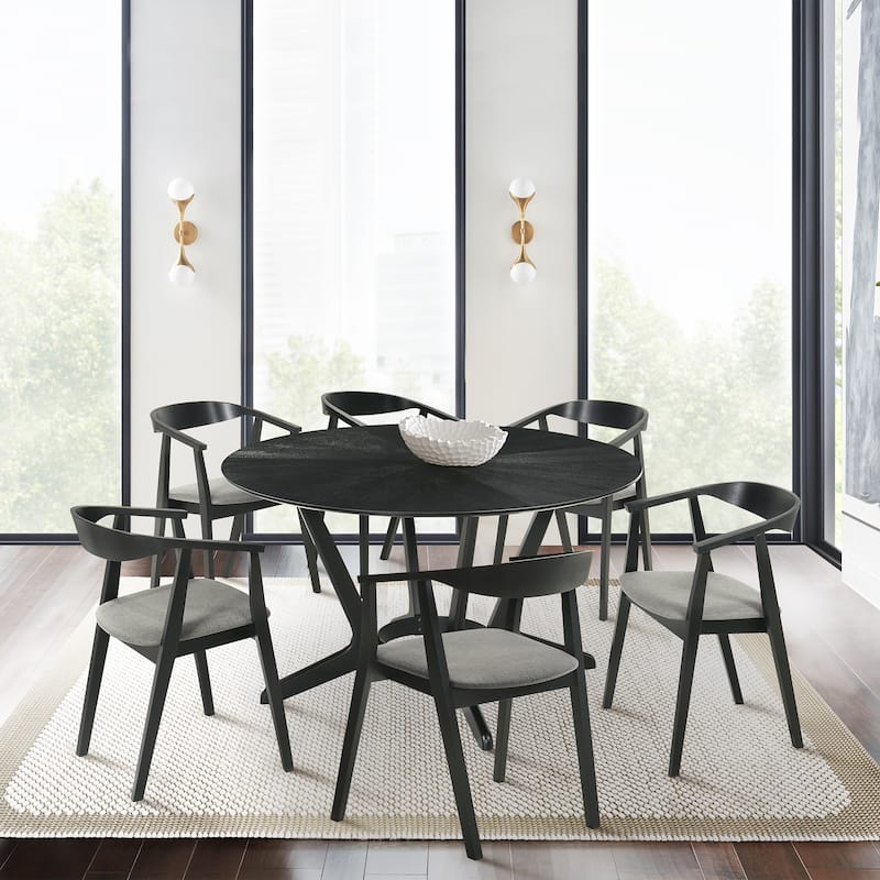 Santana 7 Piece Round Wood Dining Set