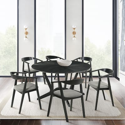 Santana 7 Piece Round Wood Dining Set