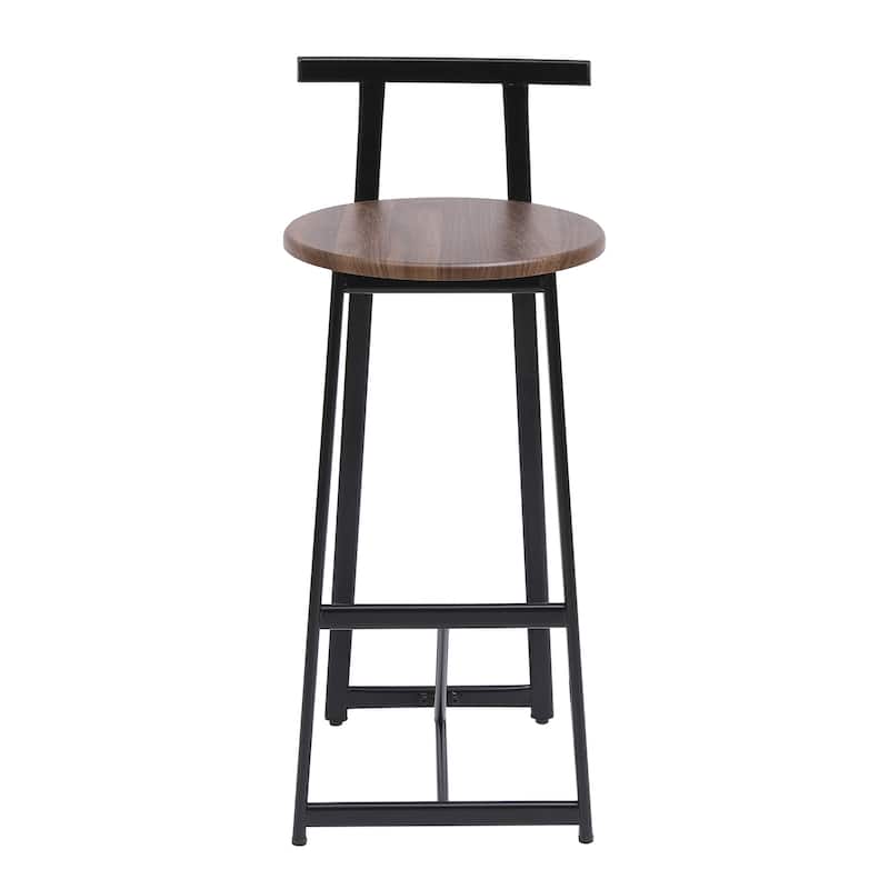 27''H Barstool Set of 3 Wooden Round Bar Stools with Footrest, Easy Assembly, for Dining Room, Kitchen