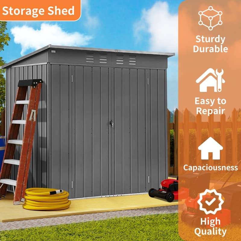 CUSchoice 5x3ft Black Metal Storage Shed