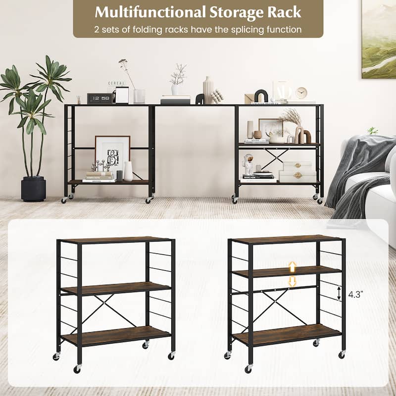 Gymax 3-Tier Folding Shelf Free DIY Design Shelving Unit w/ 4