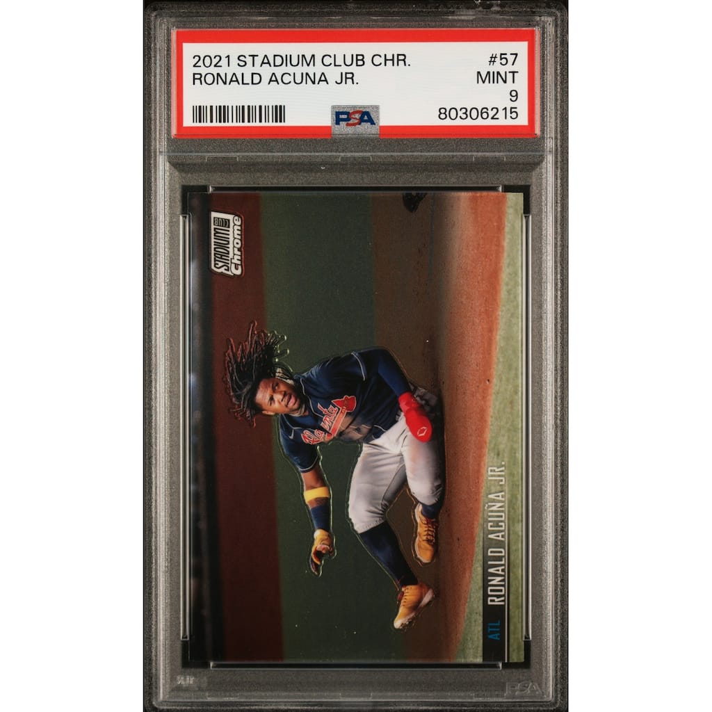 Ronald Acuna 2021 Topps Stadium Club Chrome Baseball Card #57 Graded PSA 9 - 8'6" x 11'6"