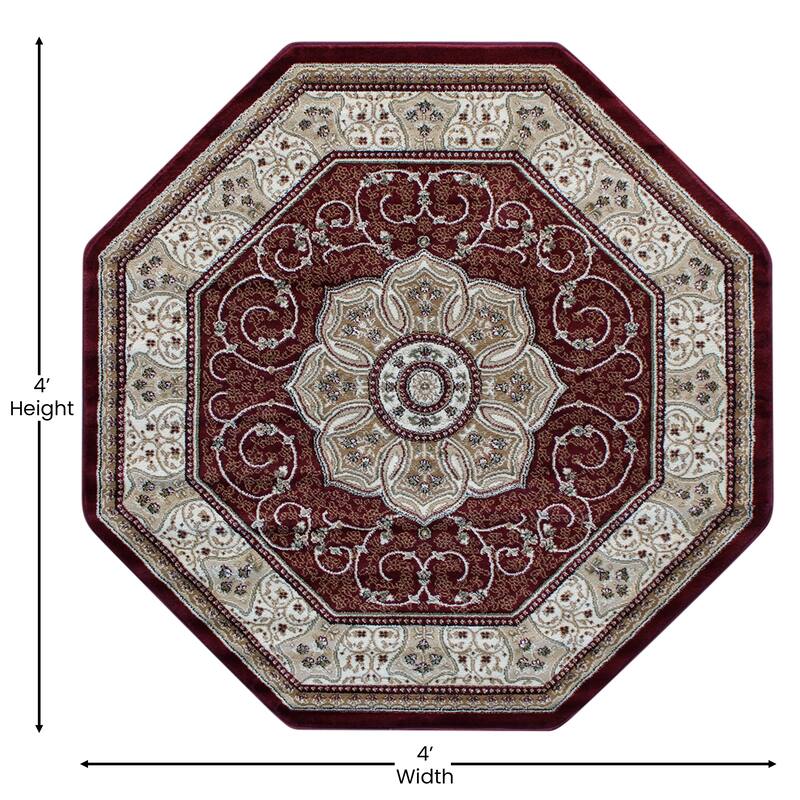 Medallion Motif Traditional Persian Style Olefin Area Rug
