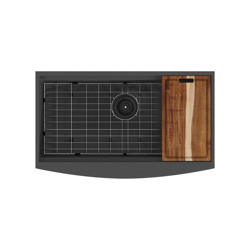 Santa Cruz Apron-Front Farmhouse Single Bowl 31 in. Workstation Sink with Accessories