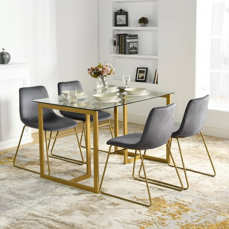 Homylin Batassel Velvet Dining Chairs, Upholstered Reception Chairs, with Metal Legs for Home Kitchen, Living Room(set of 2)