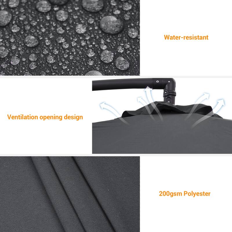LIVOOSUN 10ft Patio Offset Umbrellas,Hanging Market Patio Umbrella